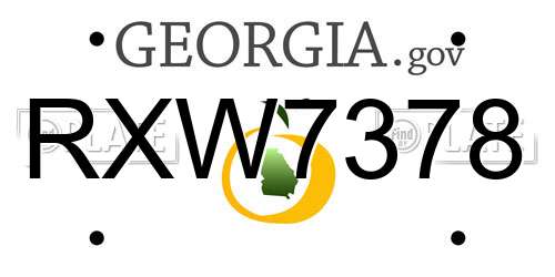RXW7378 Georgia License Plate