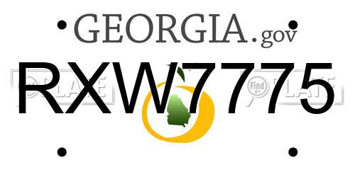 RXW7775 Georgia License Plate