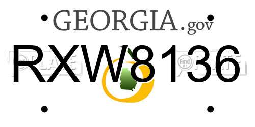 RXW8136 Georgia License Plate
