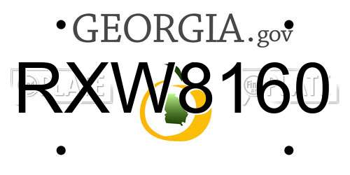 RXW8160 Georgia License Plate