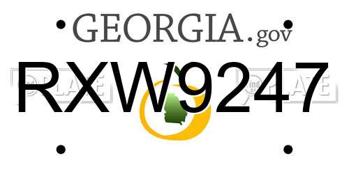 RXW9247 Georgia License Plate