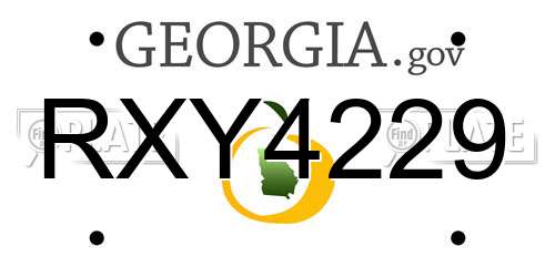 RXY4229 Georgia License Plate