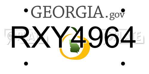 RXY4964 Georgia License Plate