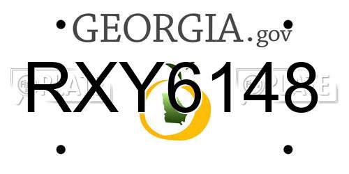 RXY6148 Georgia License Plate