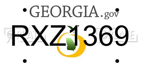 RXZ1369 Georgia License Plate