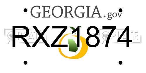 RXZ1874 Georgia License Plate