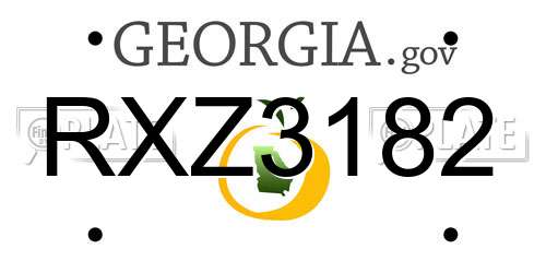 RXZ3182 Georgia License Plate