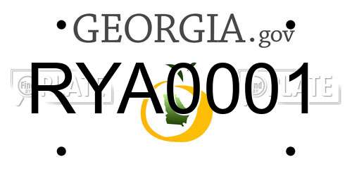 RYA0001 Georgia License Plate
