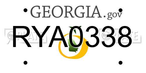 RYA0338 Georgia License Plate