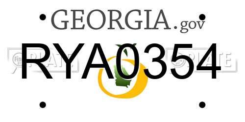 RYA0354 Georgia License Plate