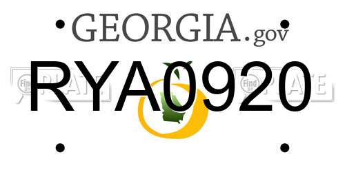 RYA0920 Georgia License Plate