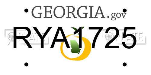 RYA1725 Georgia License Plate