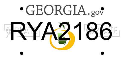 RYA2186 Georgia License Plate