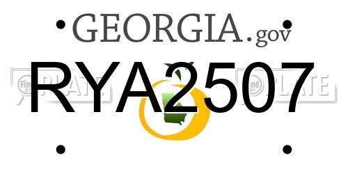 RYA2507 Georgia License Plate
