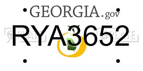 RYA3652 Georgia License Plate