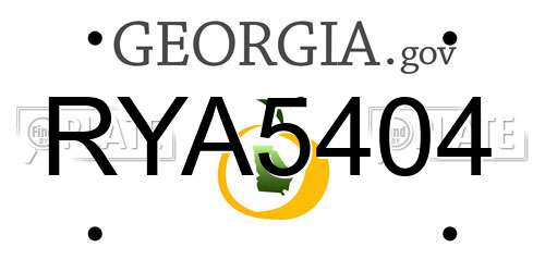 RYA5404 Georgia License Plate
