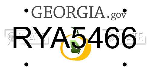 RYA5466 Georgia License Plate