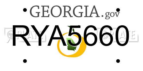 RYA5660 Georgia License Plate