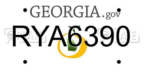 RYA6390 Georgia License Plate