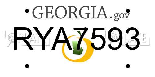 RYA7593 Georgia License Plate
