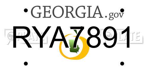 RYA7891 Georgia License Plate