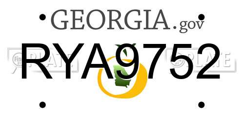 RYA9752 Georgia License Plate