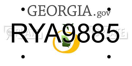 RYA9885 Georgia License Plate