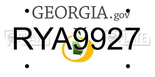 RYA9927 Georgia License Plate