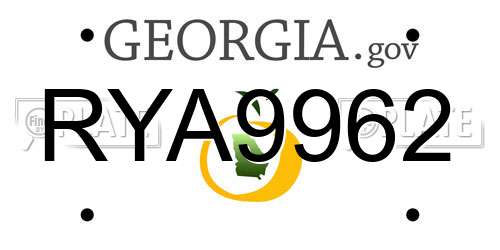 RYA9962 Georgia License Plate