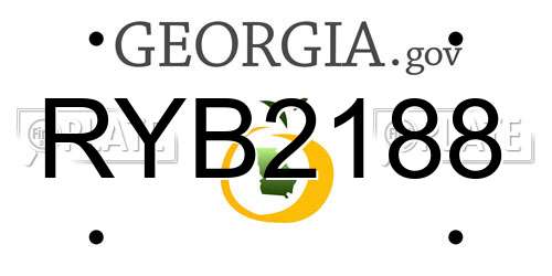 RYB2188 Georgia License Plate