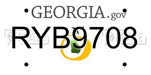 RYB9708 Georgia License Plate