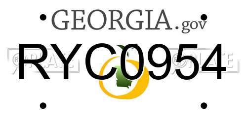 RYC0954 Georgia License Plate