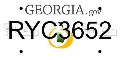 RYC3652 Georgia License Plate