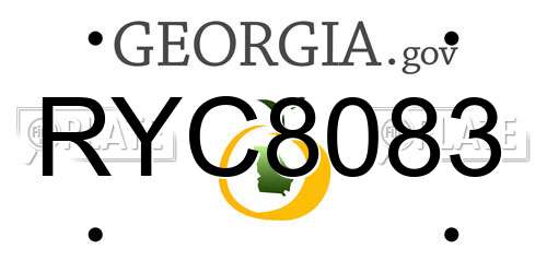 RYC8083 Georgia License Plate