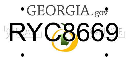 RYC8669 Georgia License Plate