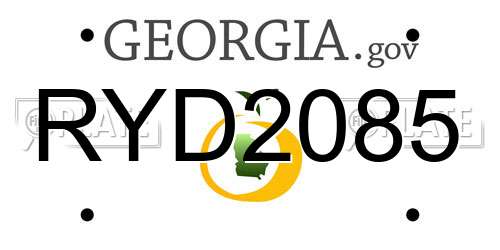 RYD2085 Georgia License Plate