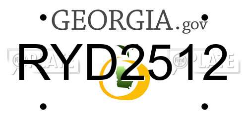 RYD2512 Georgia License Plate