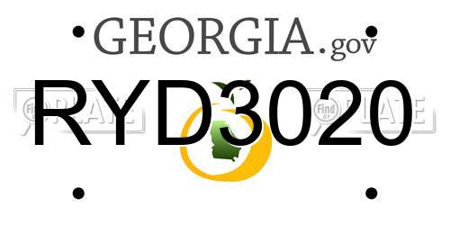 RYD3020 Georgia License Plate