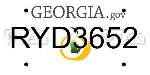RYD3652 Georgia License Plate