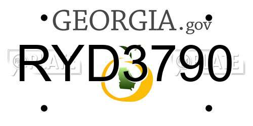 RYD3790 Georgia License Plate