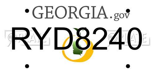 RYD8240 Georgia License Plate