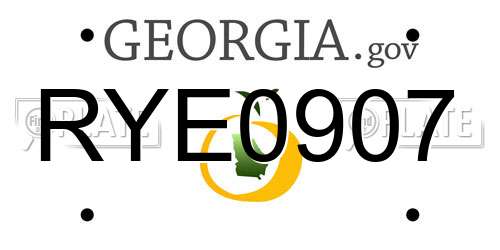 RYE0907 Georgia License Plate