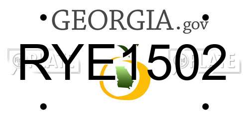 RYE1502 Georgia License Plate
