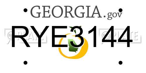 RYE3144 Georgia License Plate
