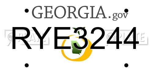 RYE3244 Georgia License Plate