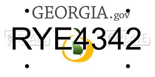 RYE4342 Georgia License Plate