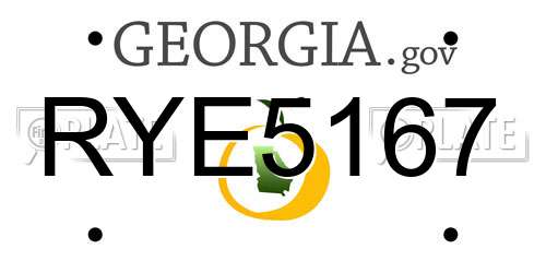 RYE5167 Georgia License Plate