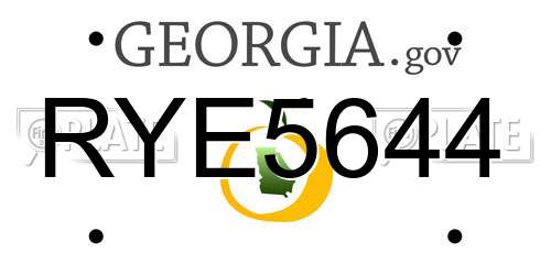 RYE5644 Georgia License Plate
