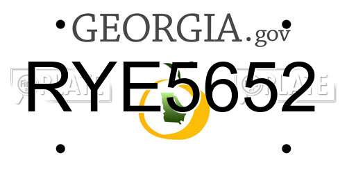 RYE5652 Georgia License Plate