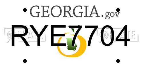 RYE7704 Georgia License Plate